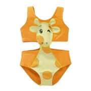 Toddler Girls One-Piece Swimsuits Surf Giraffe Print Beach Sport Children Kids Swimwear Bathing Suits